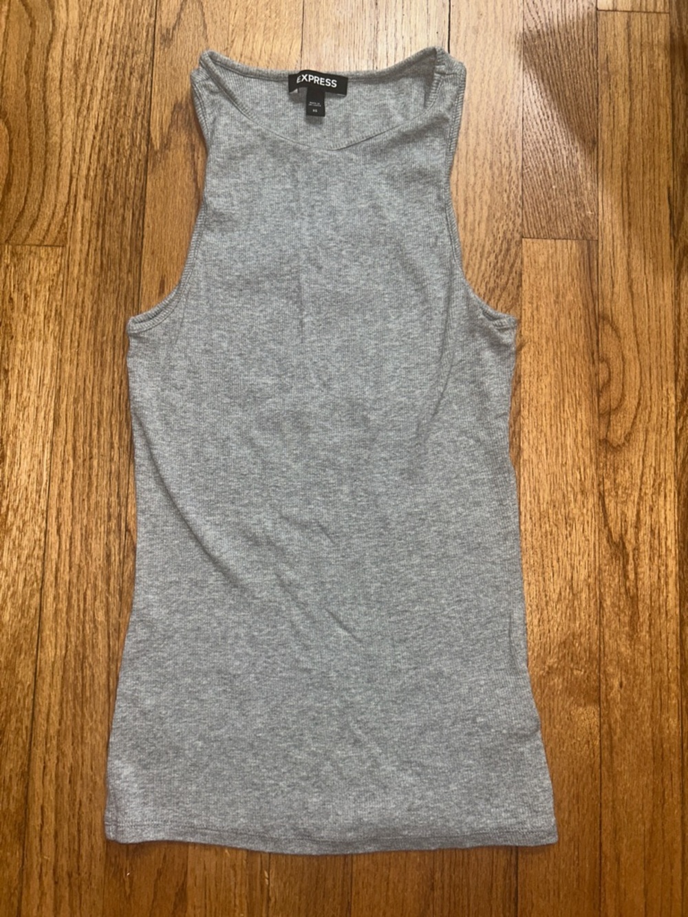 Express Gray Ribbed High-Neck Tank Top